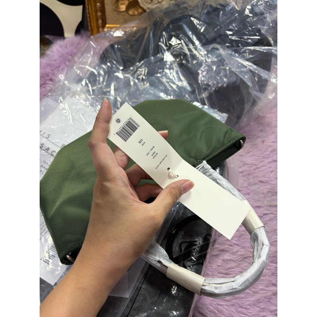 ORIG & IMPORTED TB Burch Nylon Mini Nylon Tote Crossbody Bag in Basil Green