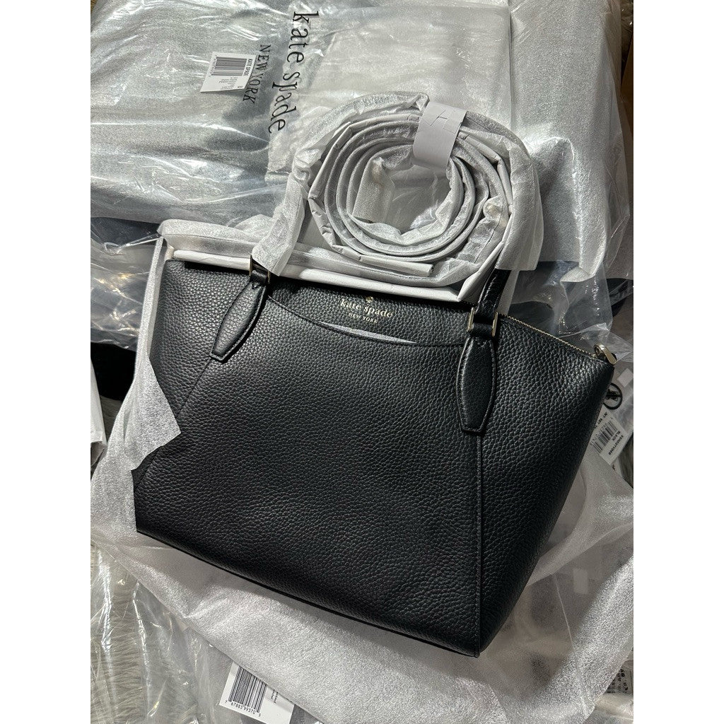 ORIG & IMPORTED KS Monica Satchel Pebbled Leather Black Bag
