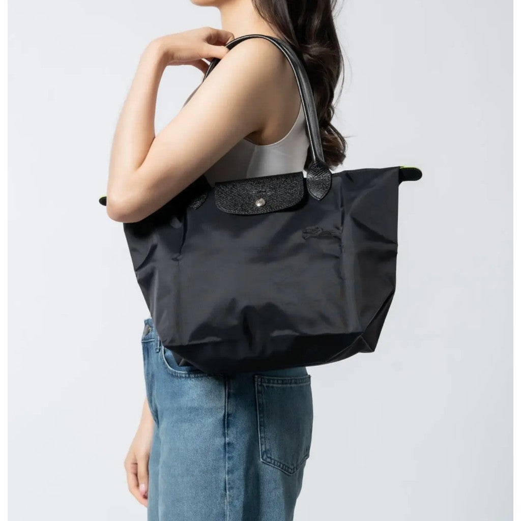 ORIG & IMPORTED ALL BLACK Longchamp LC Le Pliage Nylon Tote Bag