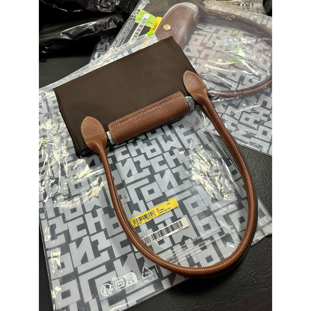 ORIG & IMPORTED EBONY BROWN Longchamp LC Le Pliage Nylon Tote Bag
