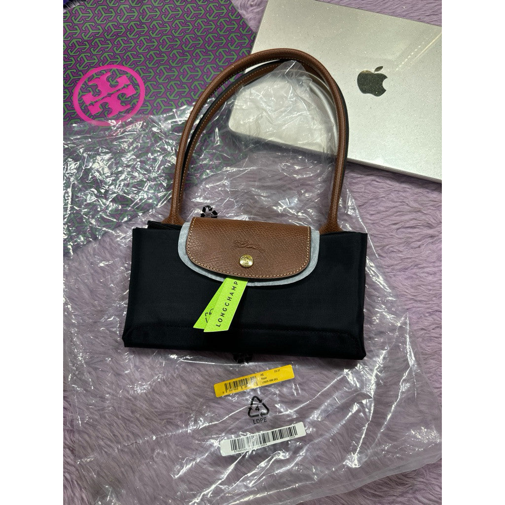 ORIG & IMPORTED Classic BROWN/BLACK Longchamp LC Le Pliage Nylon Tote Bag
