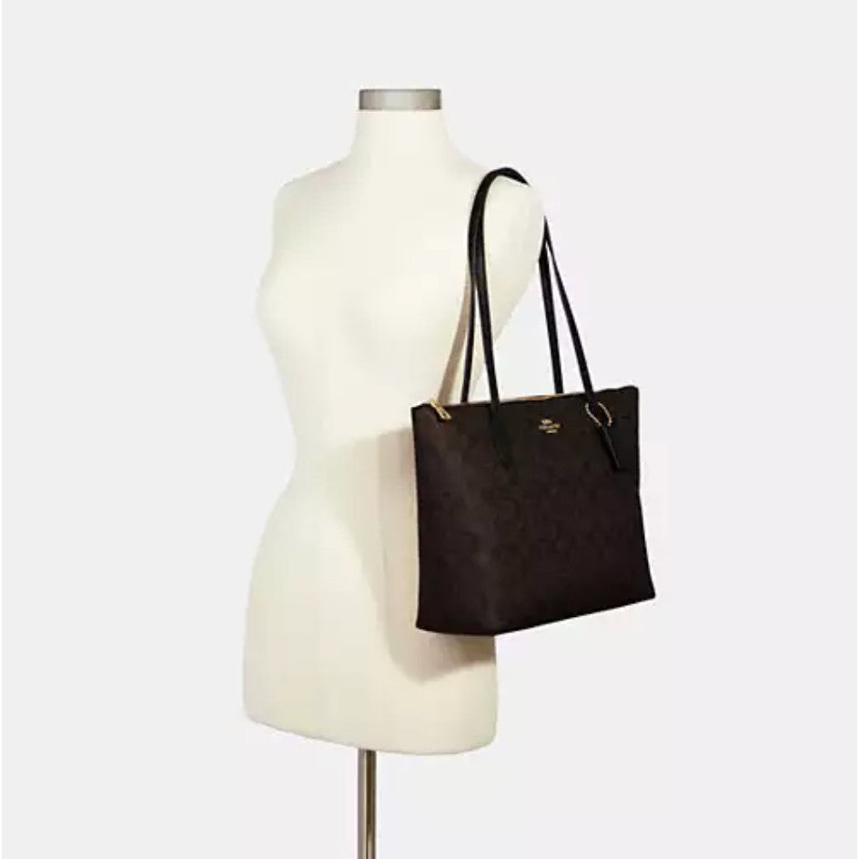 ORIG & IMPORTED CCH Zip Top Tote Medium Brown/Black Bag In Signature Canvas