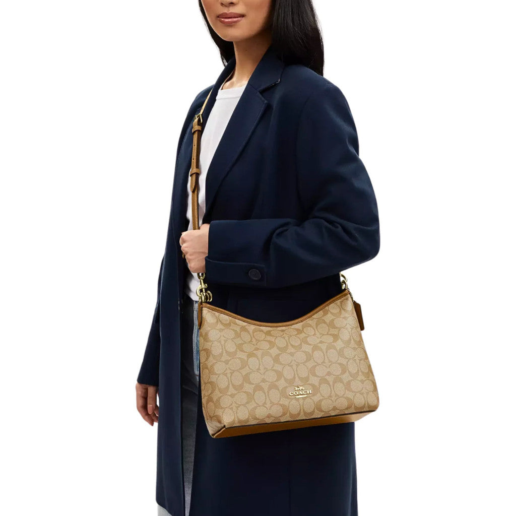 ORIG & IMPORTED CCH Medium Laurel Shoulder Bag In Light Khaki/Light Saddle