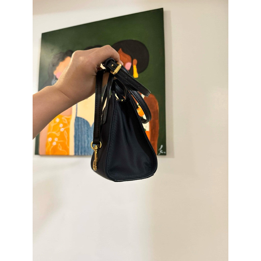 ORIG Preloved TB Mini Ella Nylon Tote Phone Bag in Black/Green