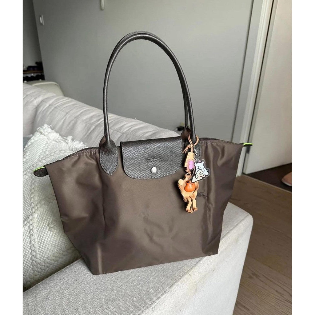 ORIG & IMPORTED MOCHA BROWN Longchamp LC Le Pliage Nylon Tote Bag