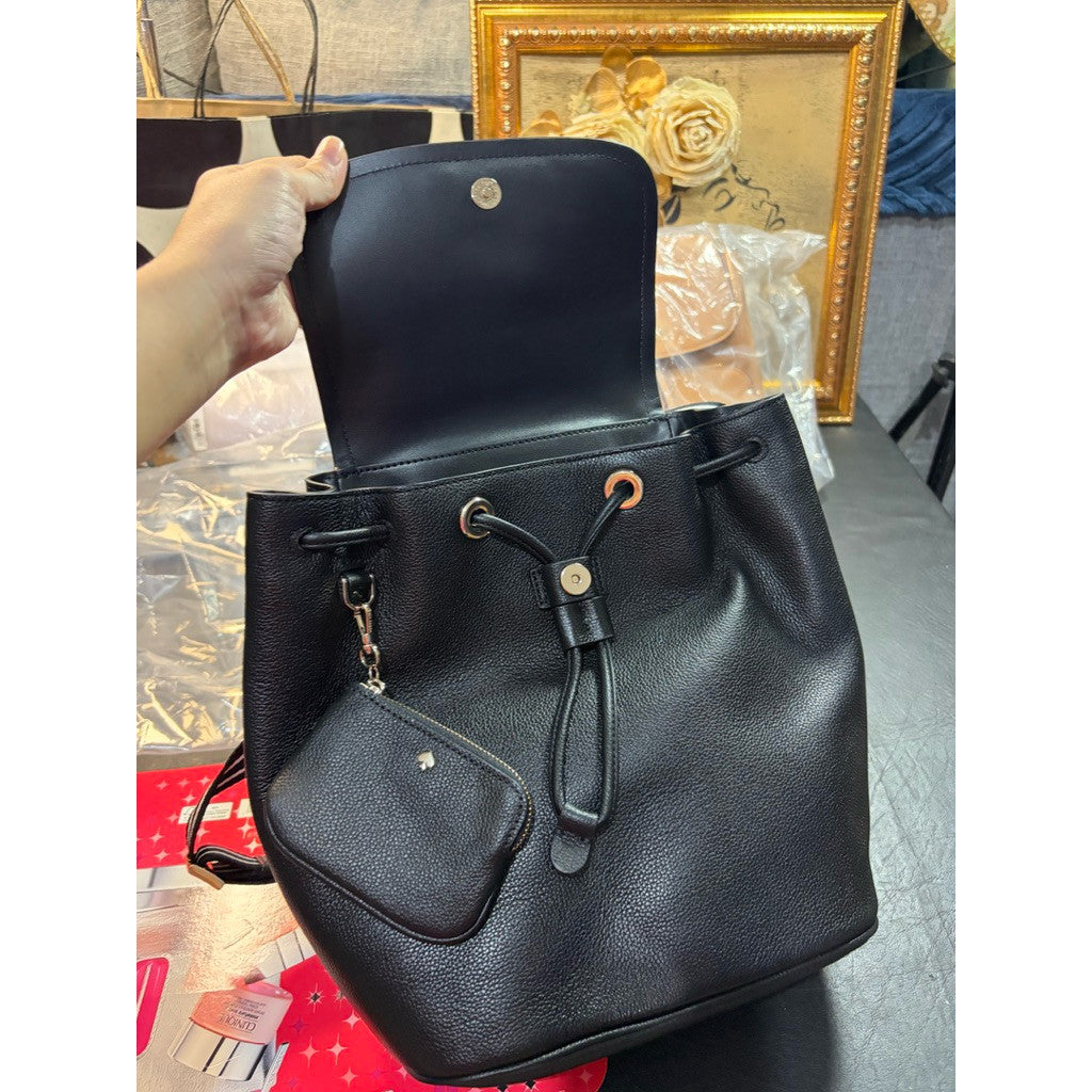 ORIG & IMPORTED KS Rosie Flap Backpack Black Bag with Wallet