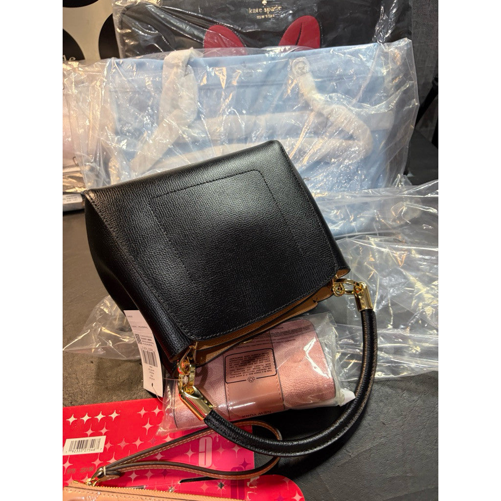 ORIG & IMPORTED KS Phoebe Mini and Small Top Handle Bucket Black Bag