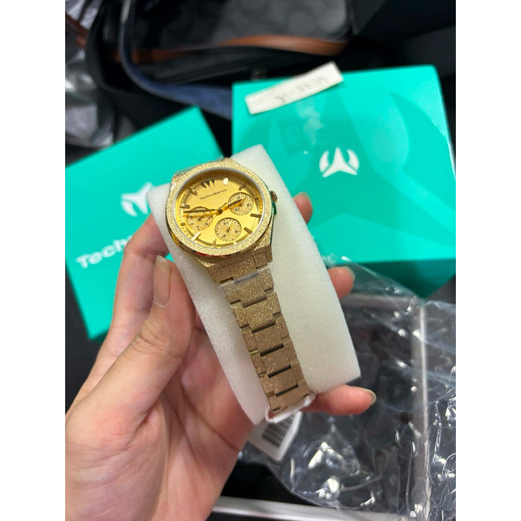 ORIG & IMPORTED Technomarine TM-318149  Ocean Empress 34mm Gold Dial Women's Quartz Watch