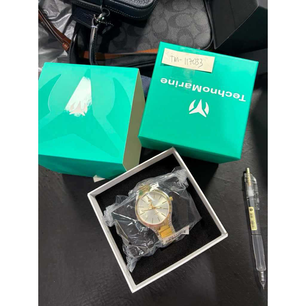 ORIG & IMPORTED Technomarine MoonSun TM-117033 38mm Silver/Gold Lady's Watch