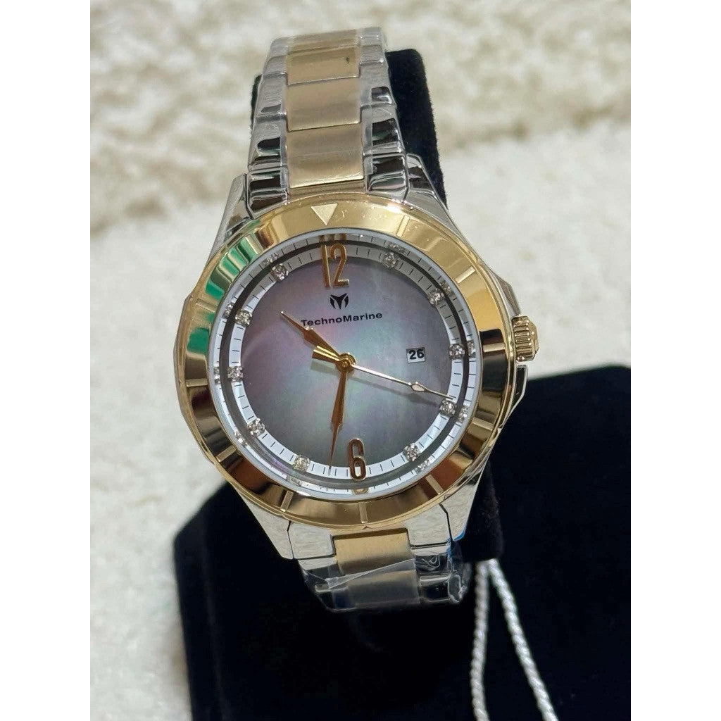 ORIG & IMPORTED Technomarine LUNA TM-826004 33mm Lady's Watch Two Tone Silver/Gold