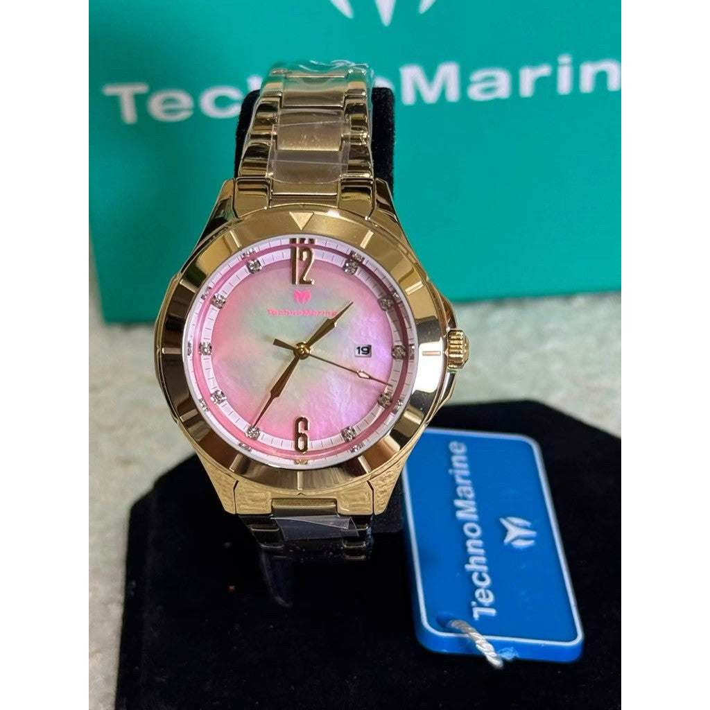 ORIG & IMPORTED Technomarine 33mm LUNA TM-825001 Gold Lady's Watch