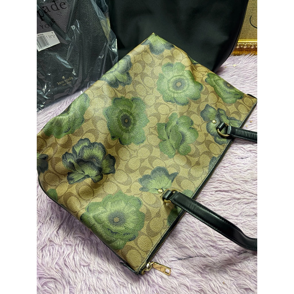 ORIG Preloved CCH Gallery Tote Brown Bag with Floral