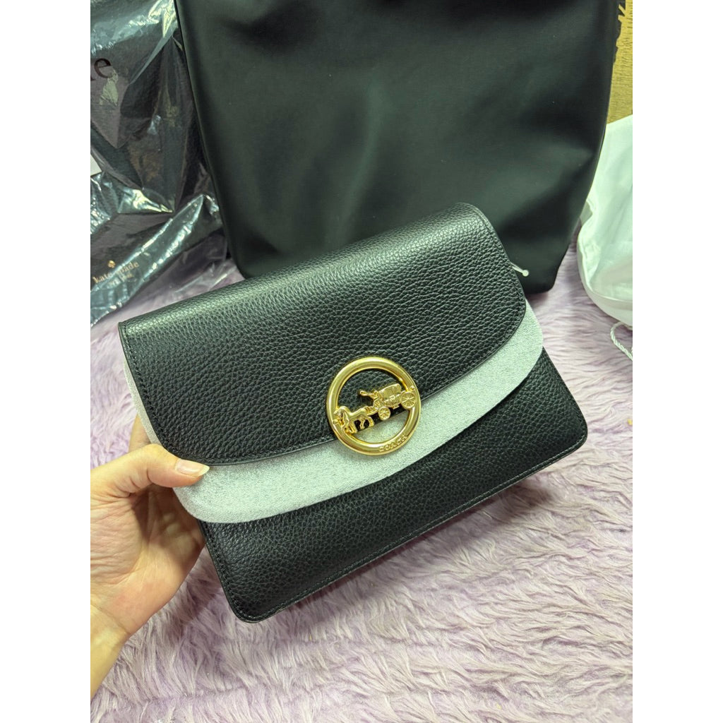 ORIG & IMPORTED RARE CCH F80836 Jade Flap Crossbody With Signature Canvas Brown/Black Bag