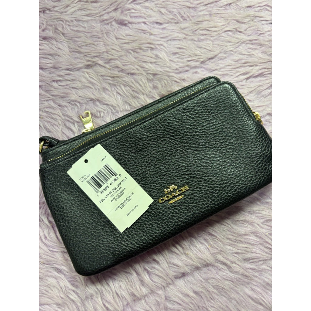 ORIG Preloved CCH Double Zip Large Phone Black Wallet Wristlet
