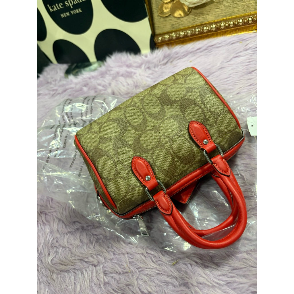ORIG & IMPORTED CCH Mini Rowan Crossbody Small Bag in Khaki Brown/Miami Red