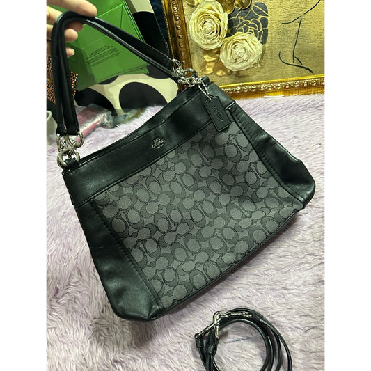 ORIG Preloved CCH Small Lexy Shoulder Black Signature Canvas Bag