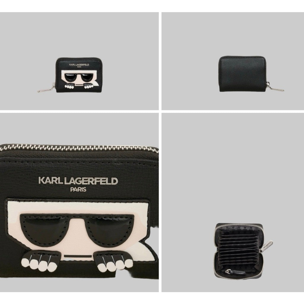 ORIG & IMPORTED Karl Lagerfeld KL Maybelle Small Zip Around Black Coin Card Wallet