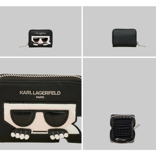 ORIG & IMPORTED Karl Lagerfeld KL Maybelle Small Zip Around Black Coin Card Wallet