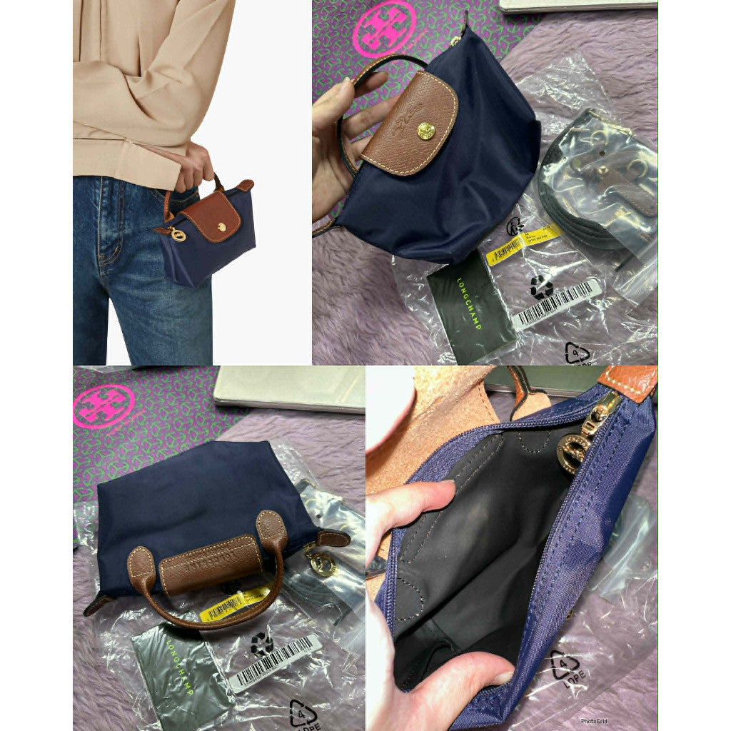 ORIG & IMPORTED Longchamp LC Le Pliage Pouch with handle Mini Micro Nylon Bag