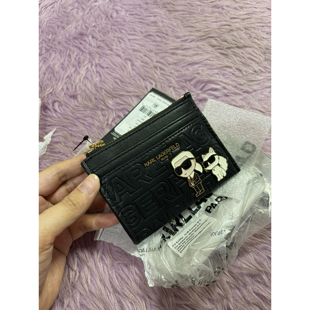 ORIG & IMPORTED Karl Lagerfeld KL Card Case Skinny Small Slim Wallet Pink/Black