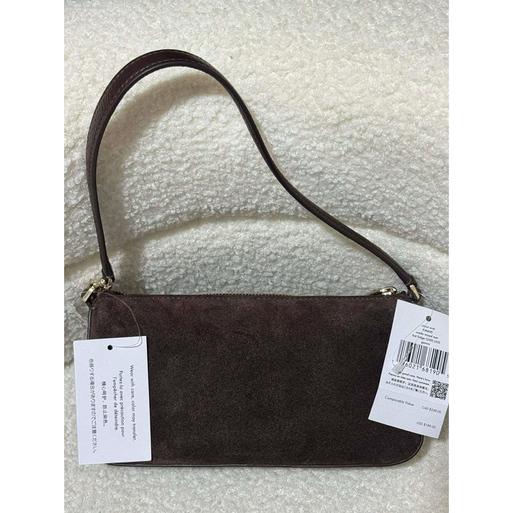 ORIG & IMPORTED KS Gemini Suede Convertible Wristlet Shoulder Brown Bag