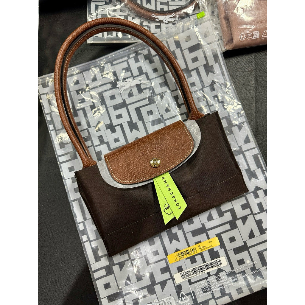 ORIG & IMPORTED EBONY BROWN Longchamp LC Le Pliage Nylon Tote Bag