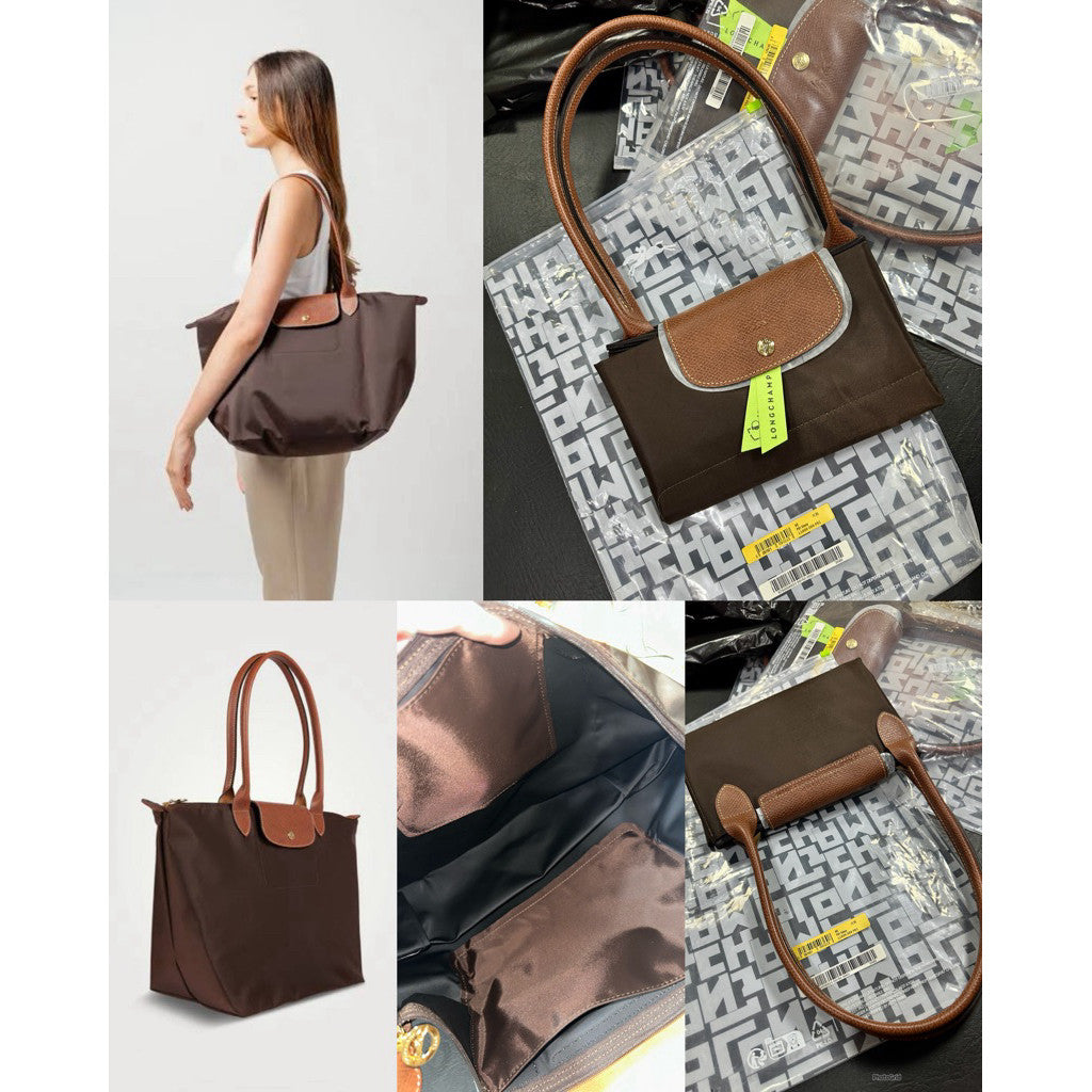 ORIG & IMPORTED EBONY BROWN Longchamp LC Le Pliage Nylon Tote Bag