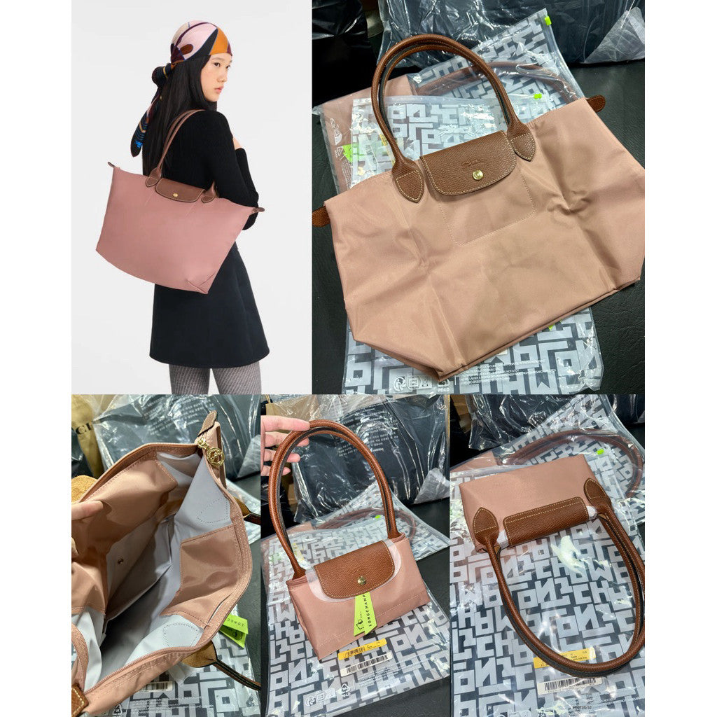 ORIG & IMPORTED ROSETTE PINK Longchamp LC Le Pliage Nylon Tote Bag