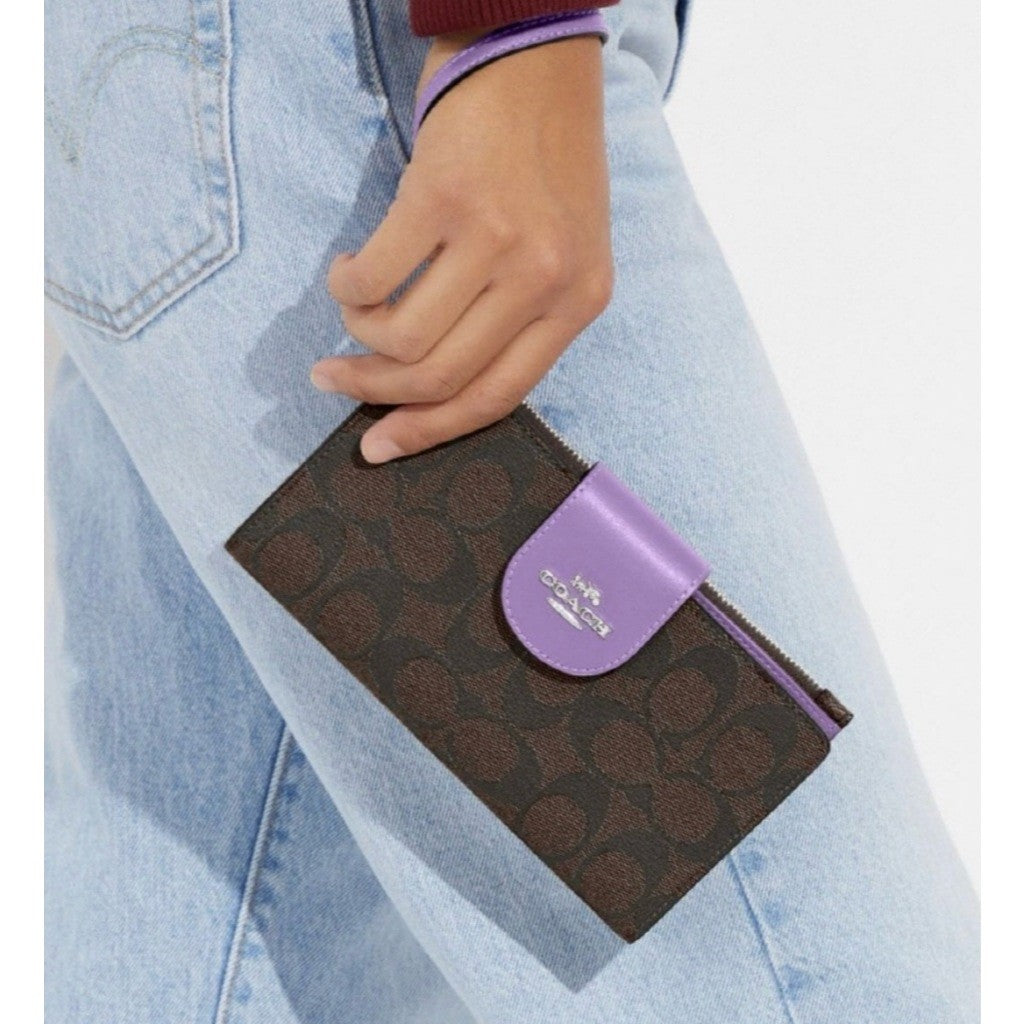 ORIG Preloved CCH Tech Phone Long Wallet in Brown/Purple