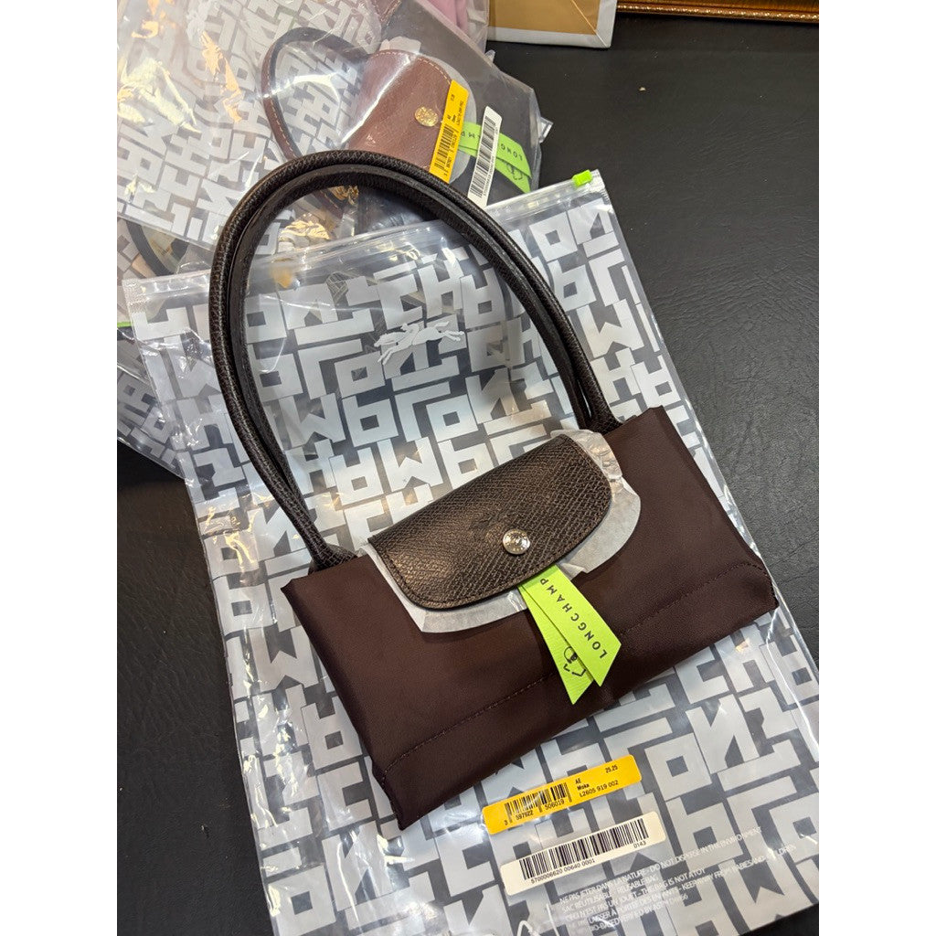 ORIG & IMPORTED MOCHA BROWN Longchamp LC Le Pliage Nylon Tote Bag