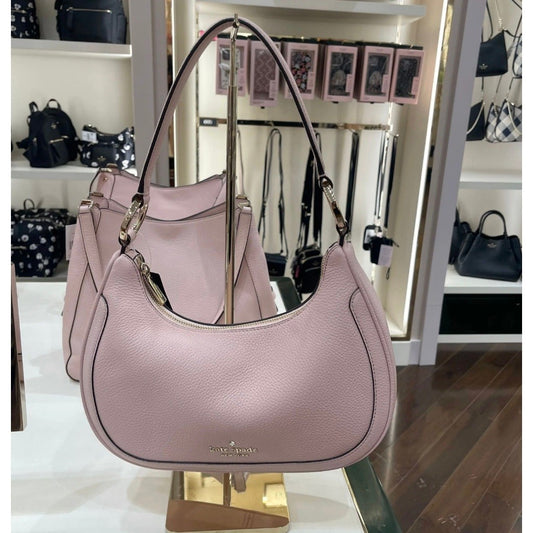 ORIG & IMPORTED KS Leila Pebbled Leather Shoulder Hobo Pink Bag