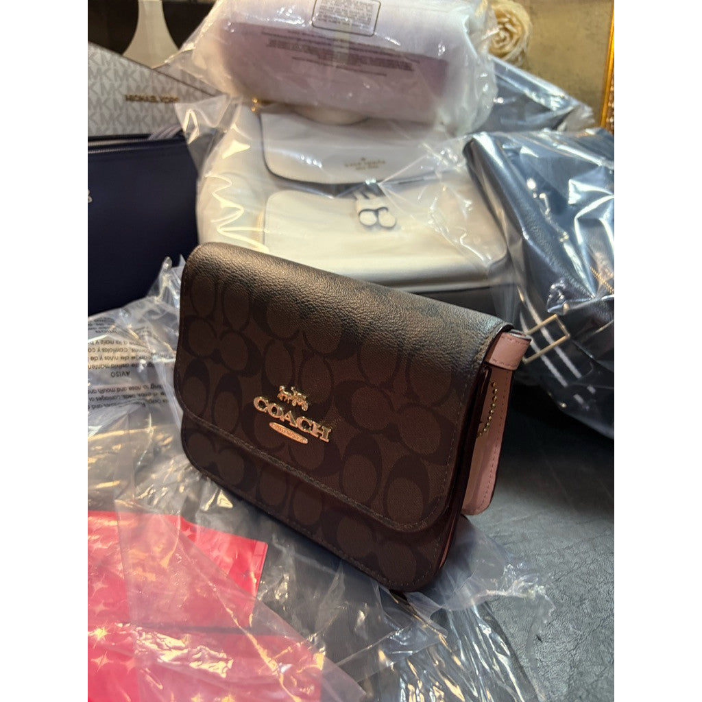 ORIG & IMPORTED CCH Mini Brynn Crossbody Small Flap Brown/Pink Bag