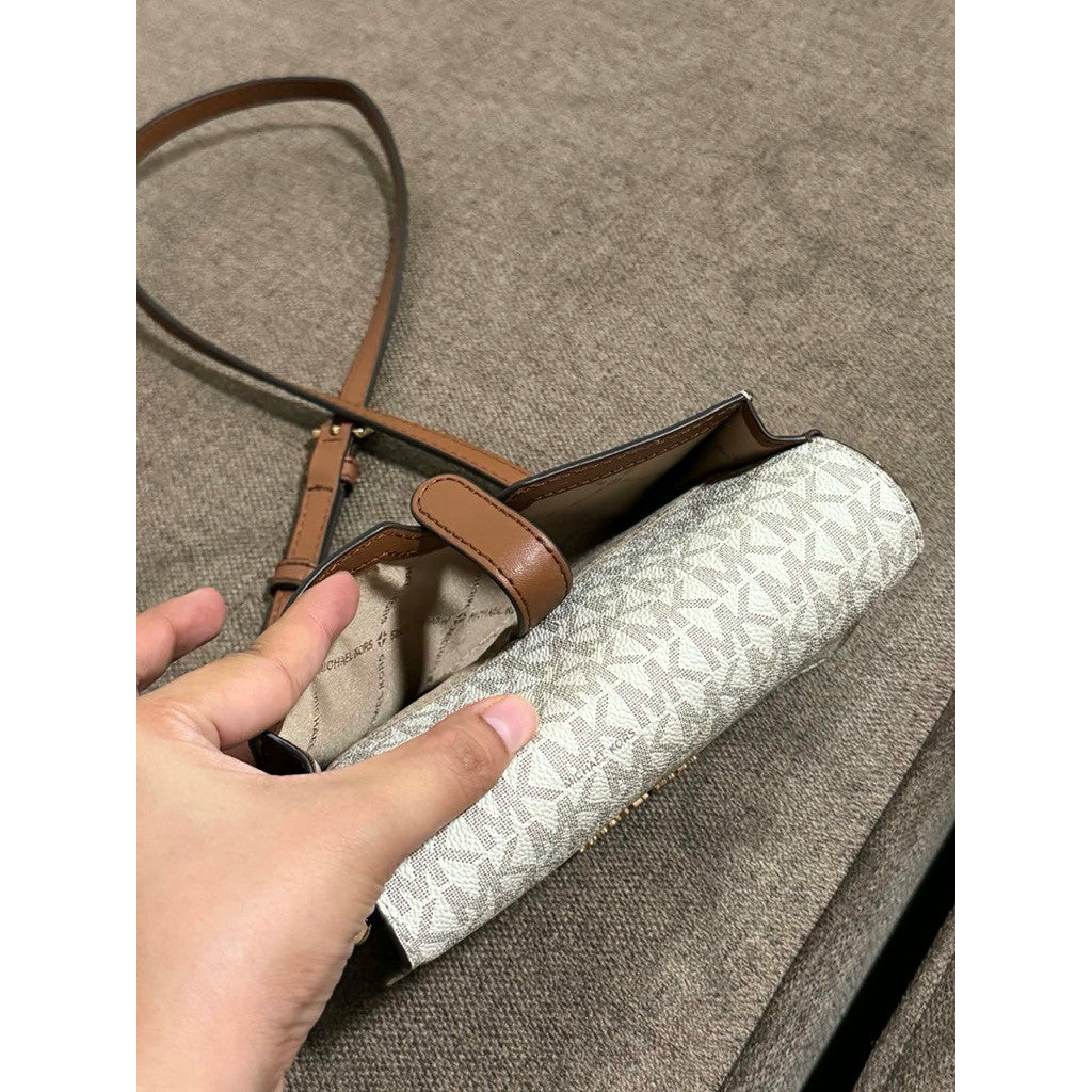 ORIG Preloved MK Jet Set Travel Medium Phone Crossbody Small Vanilla/White Bag