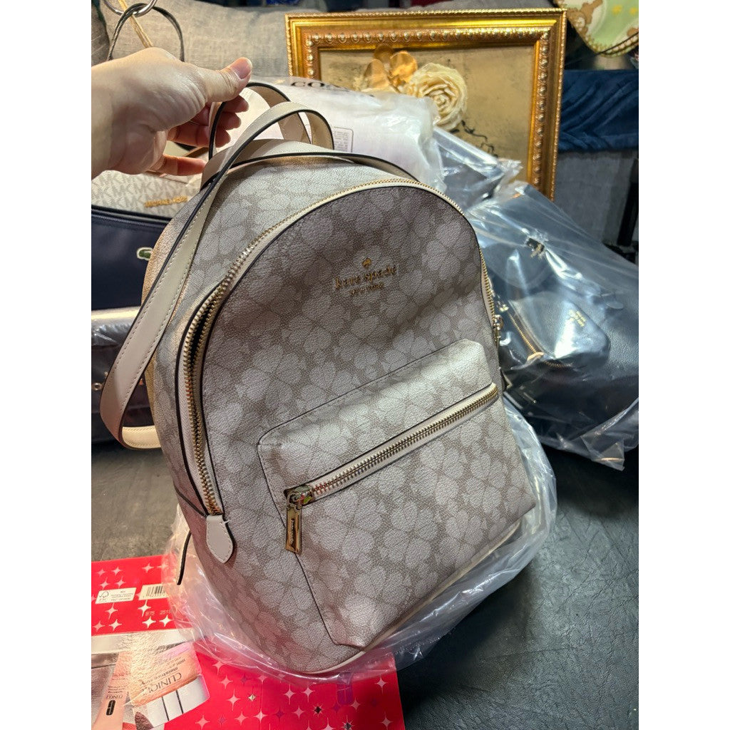 ORIG & IMPORTED KS Flower Medium Backpack Beige Bag