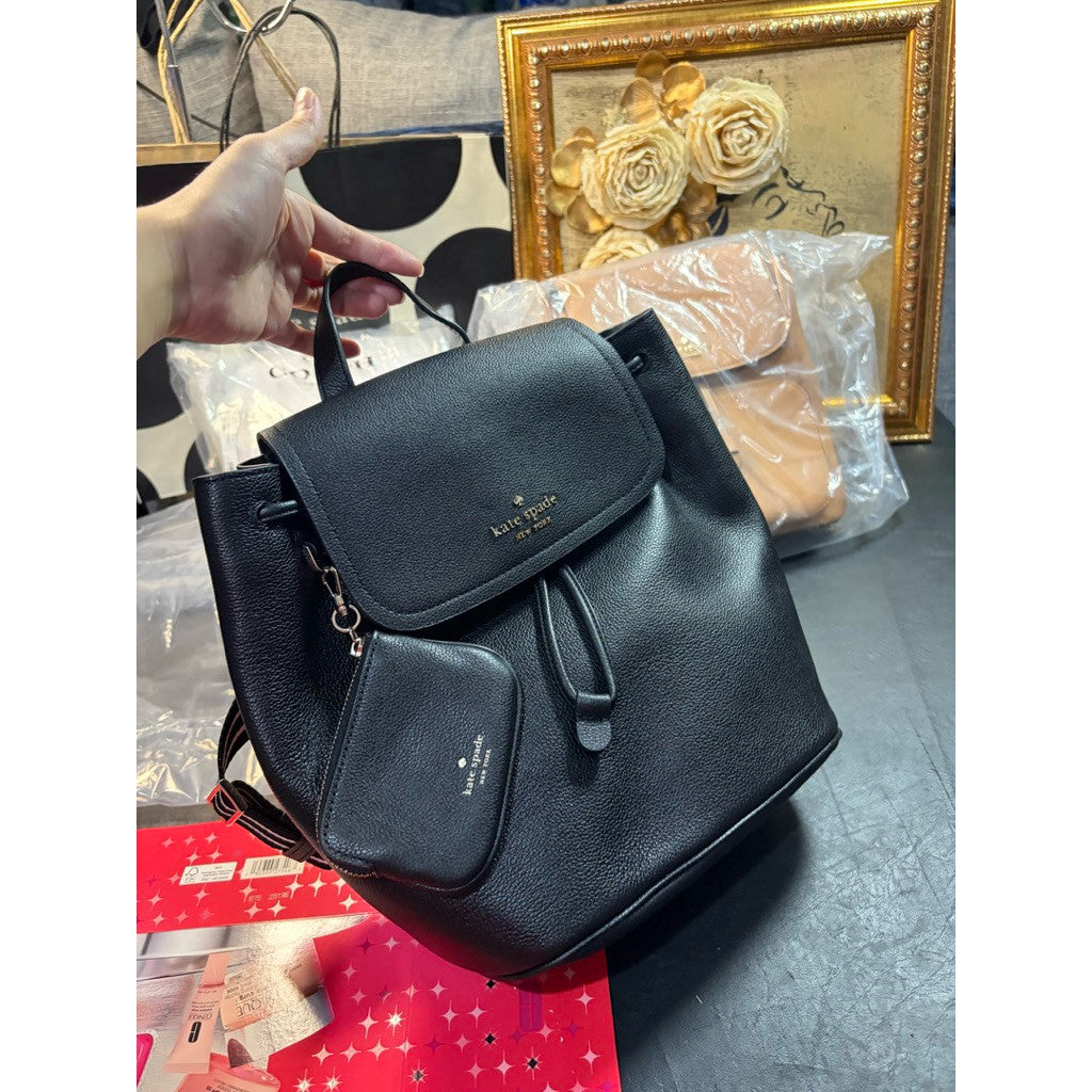 ORIG & IMPORTED KS Rosie Flap Backpack Black Bag with Wallet