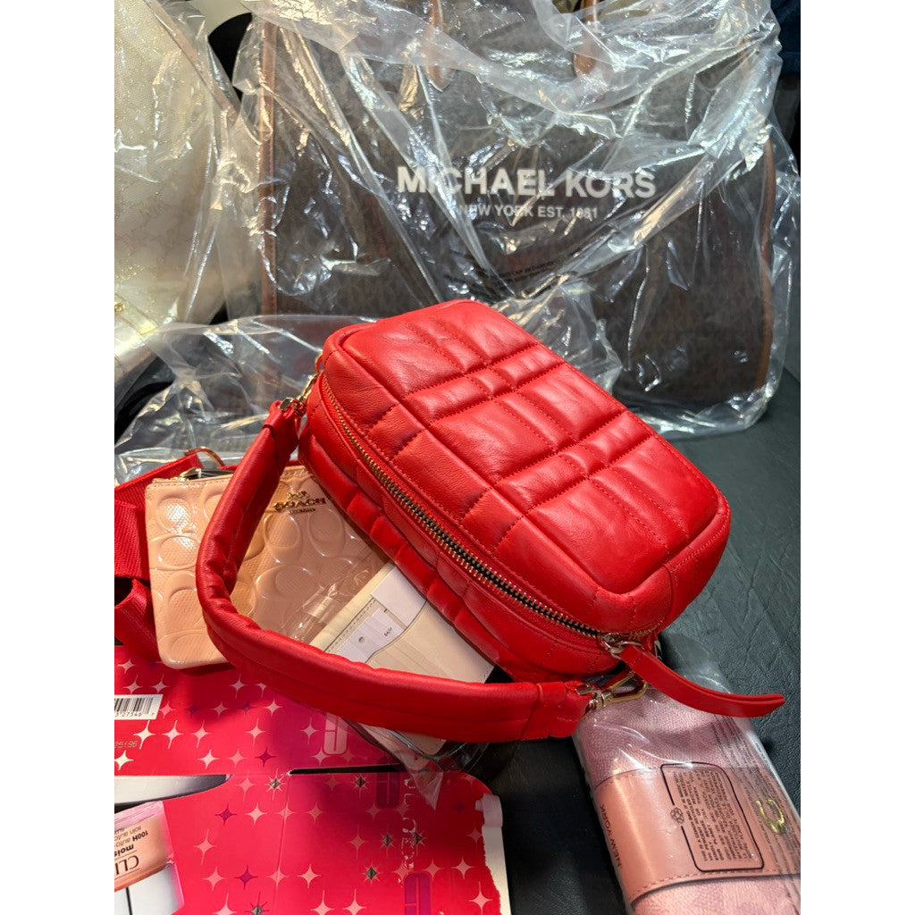 ORIG & IMPORTED KS Softwhere Quilted Leather Small Convertible Crossbody Red Bag