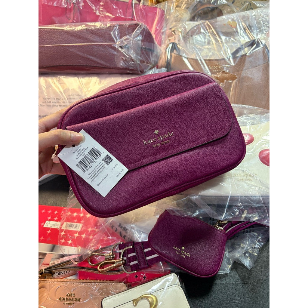 ORIG & IMPORTED KS Rosie Pebbled Leather Flap Camera Bag Magenta Pink