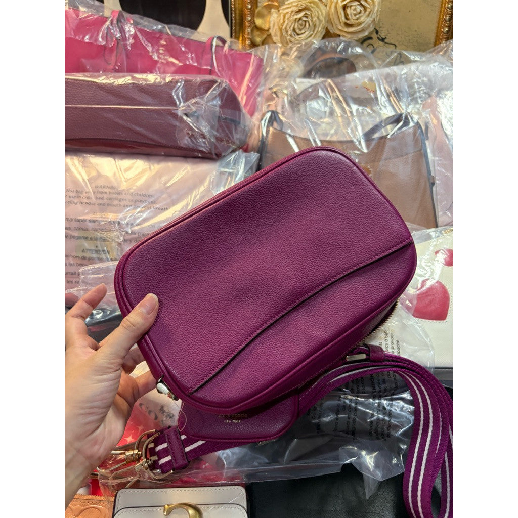 ORIG & IMPORTED KS Rosie Pebbled Leather Flap Camera Bag Magenta Pink