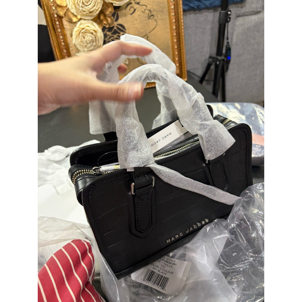 ORIG & IMPORTED MJ Croc Drifter Small Satchel Bag In Black