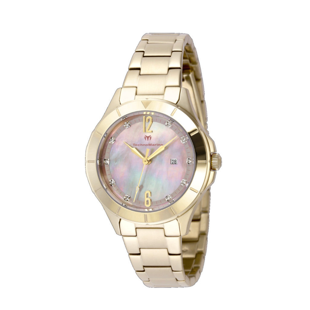 ORIG & IMPORTED Technomarine 33mm LUNA TM-825001 Gold Lady's Watch