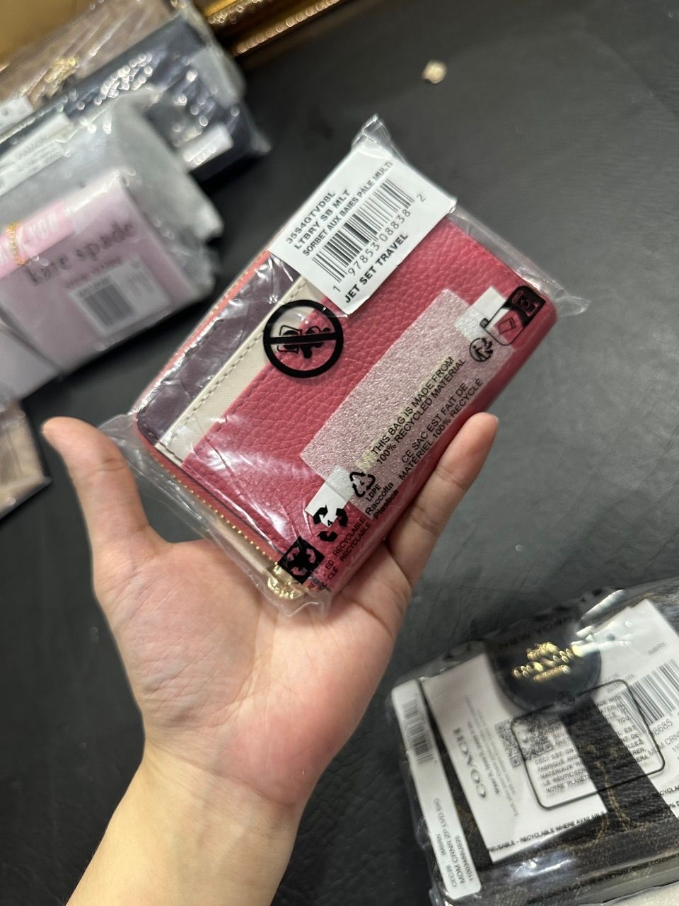 ORIG & IMPORTED MK Jet Set Travel Zip Around Card Case Small Coin Card Wallet