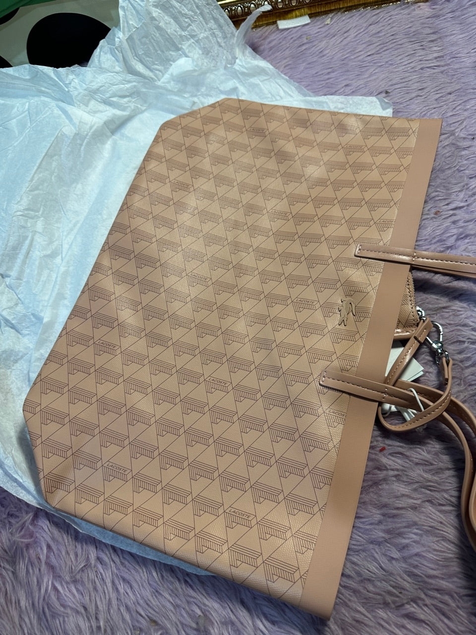 ORIG & IMPORTED LCT Women's Zely Medium & Small Tote Bag with Pouch Beige Chipmunk Black Blue