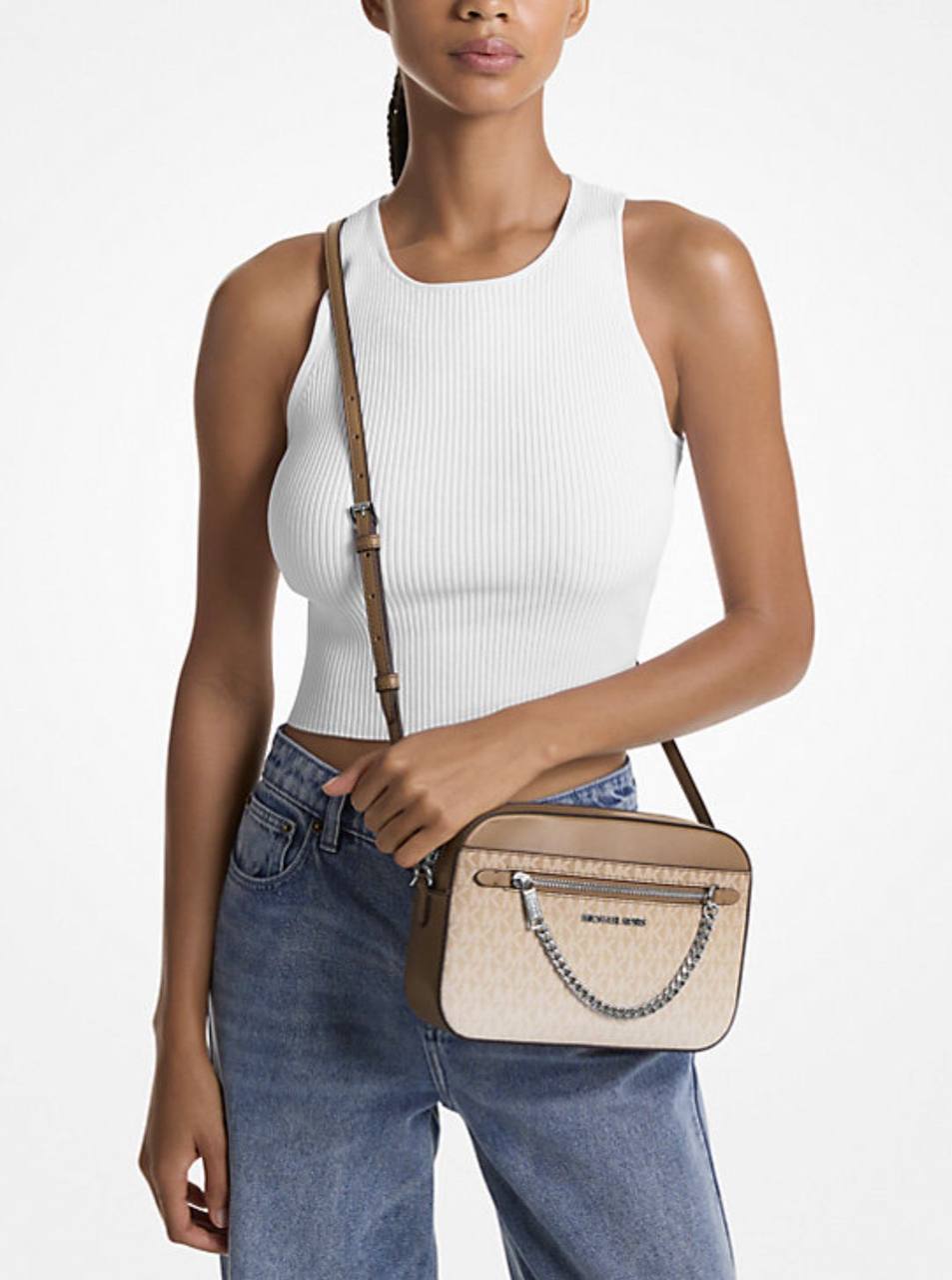 ORIG & IMPORTED Michael Kors MK Jet Set Ombre Chain Crossbody Body Bag Black/Brown
