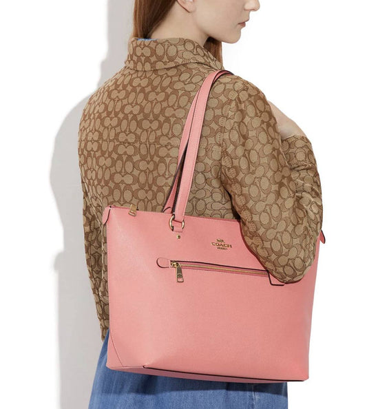 ORIG Preloved Coach Crossgrain Leather Gallery Tote Pink Fuchsia Bag