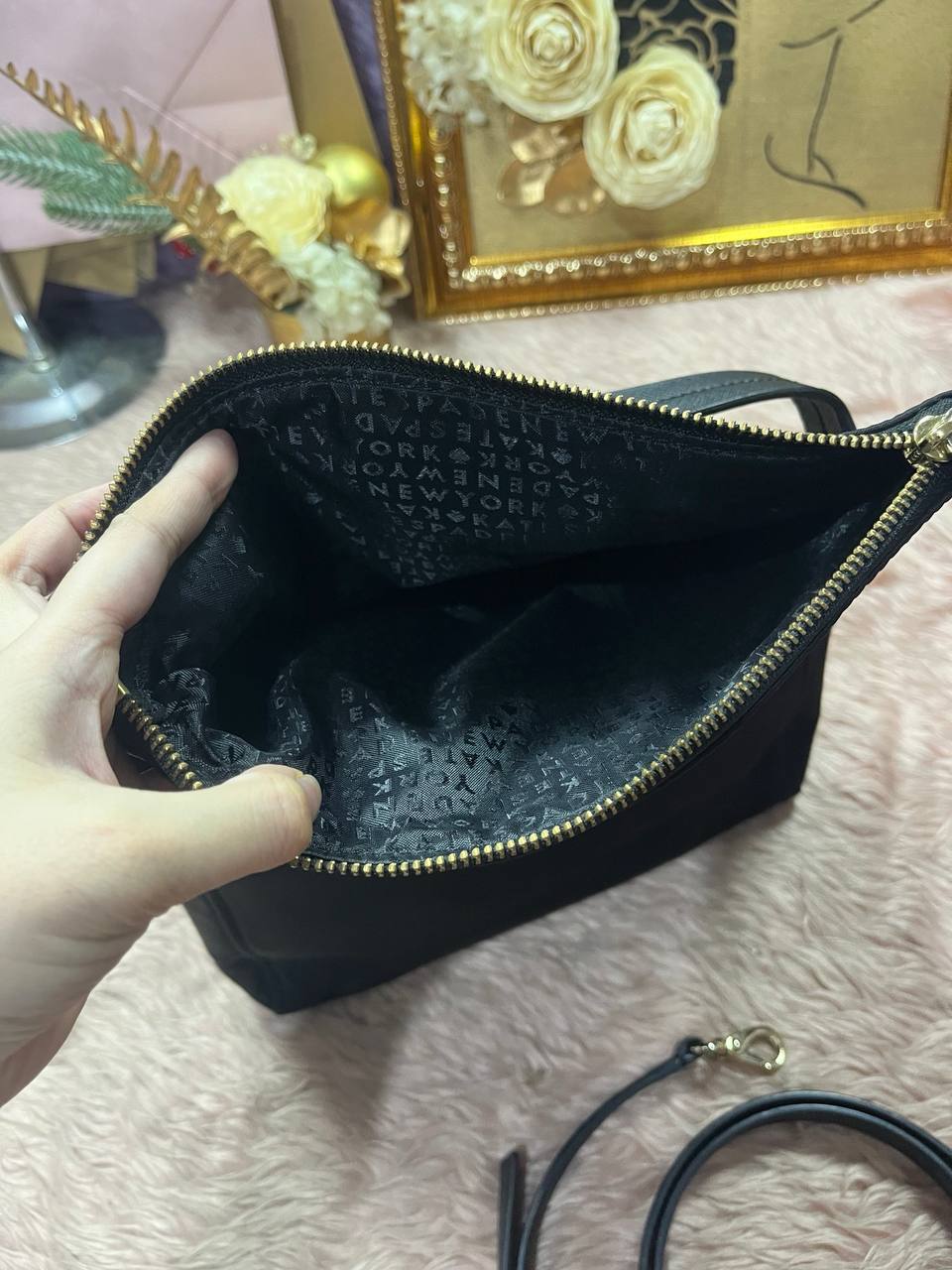 ORIG Preloved Kate Spade KS Blake Avenue Miri Nylon Flap Small Black Bag