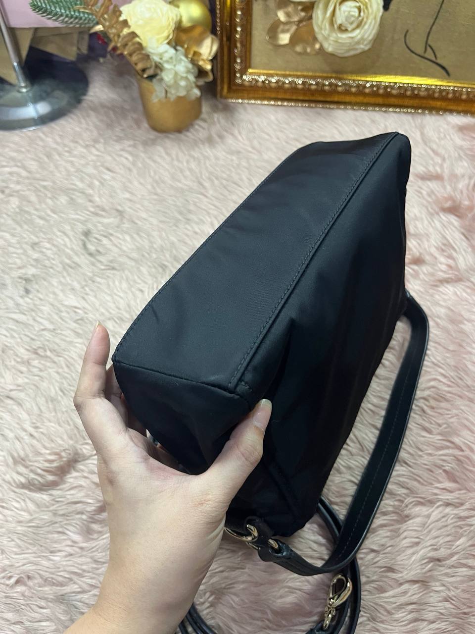 ORIG Preloved Kate Spade KS Blake Avenue Miri Nylon Flap Small Black Bag