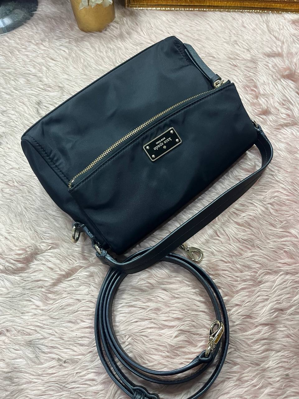 ORIG Preloved Kate Spade KS Blake Avenue Miri Nylon Flap Small Black Bag