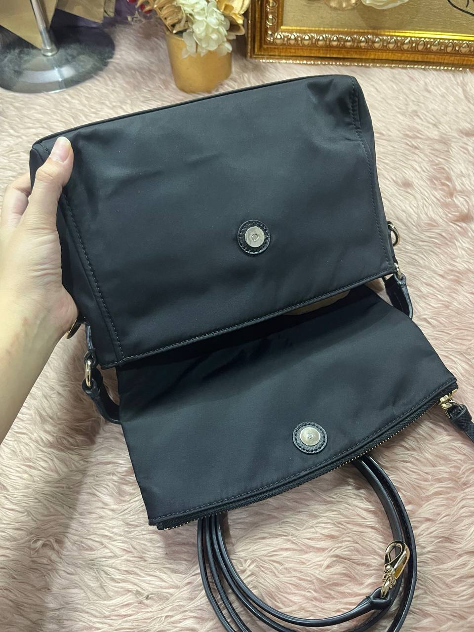 ORIG Preloved Kate Spade KS Blake Avenue Miri Nylon Flap Small Black Bag