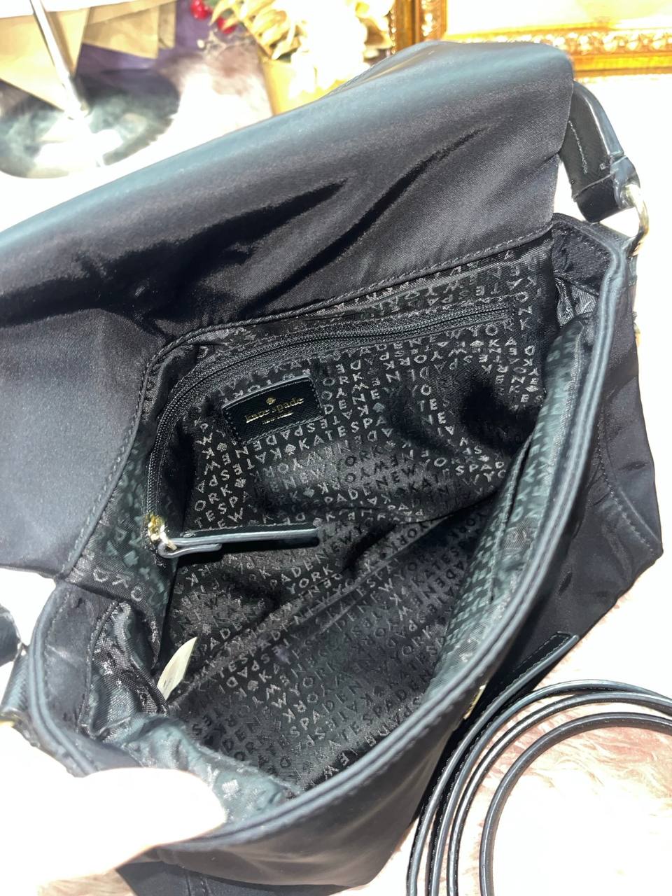 ORIG Preloved Kate Spade KS Blake Avenue Miri Nylon Flap Small Black Bag
