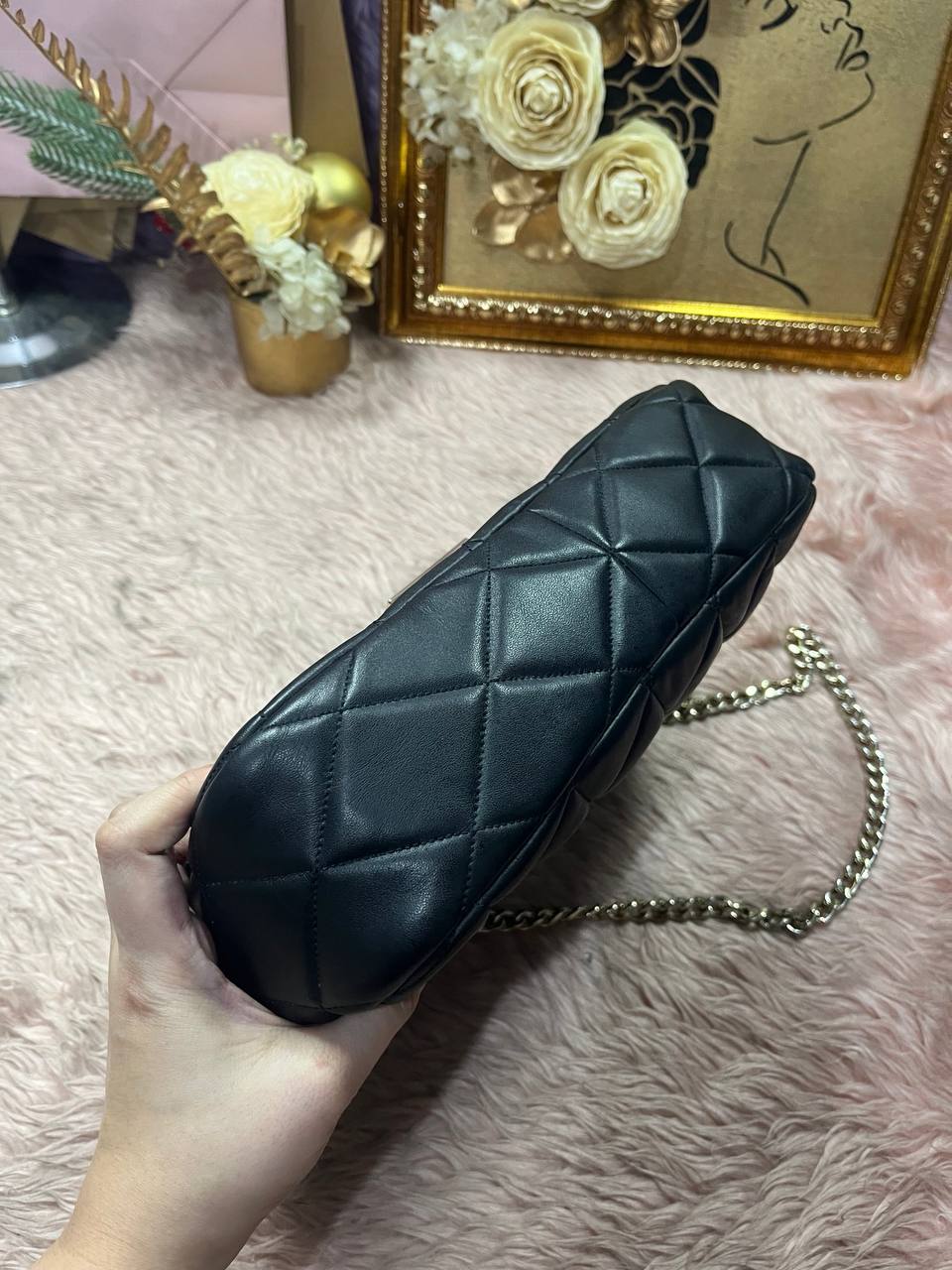 ORIG Preloved Kate Spade KS Carey Medium Flap Shoulder Quilted Black Bag